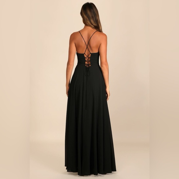 Lulus-Romantically Speaking Black Cowl Lace-Up Maxi Dress (M/L/S/XS/XL) - Picture 4 of 6